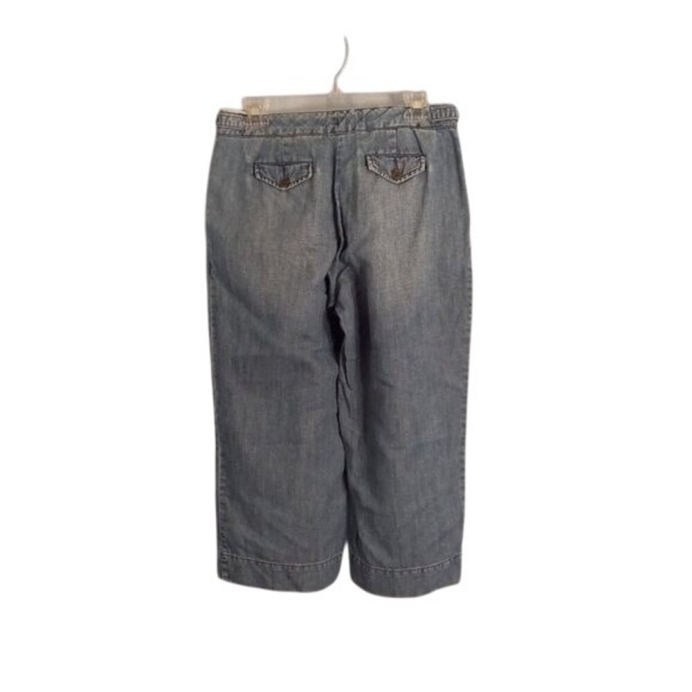 Lands End Size 6P Capri Pants Womens Denim Linen Blend Wide Leg - Picture 7 of 11